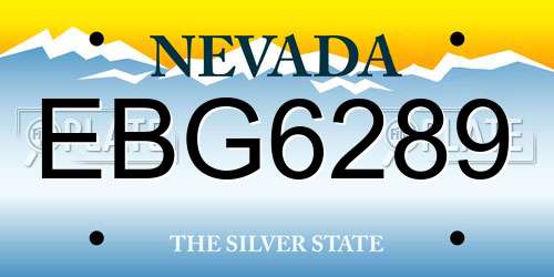EBG6289 Nevada License Plate