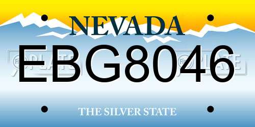EBG8046 Nevada License Plate