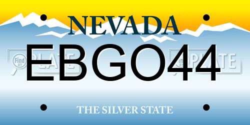 EBGO44 Nevada License Plate