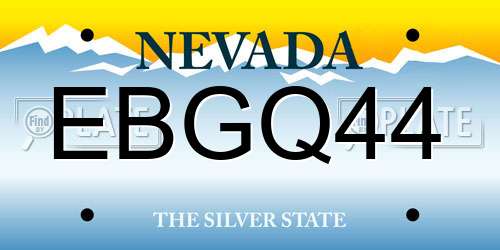 EBGQ44 Nevada License Plate