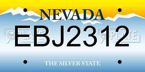 EBJ2312 Nevada License Plate