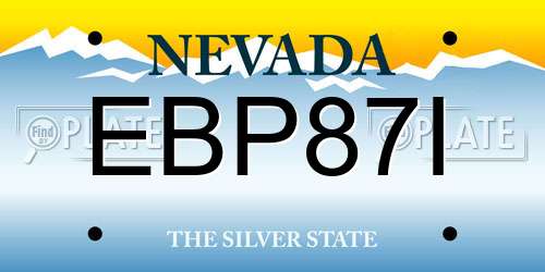 EBP87I Nevada License Plate