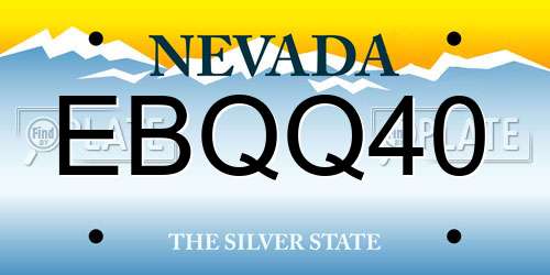 EBQQ40 Nevada License Plate