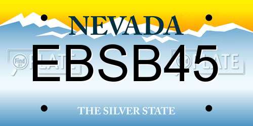 EBSB45 Nevada License Plate