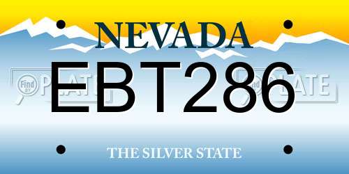 EBT286 Nevada License Plate