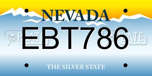 EBT786 Nevada License Plate