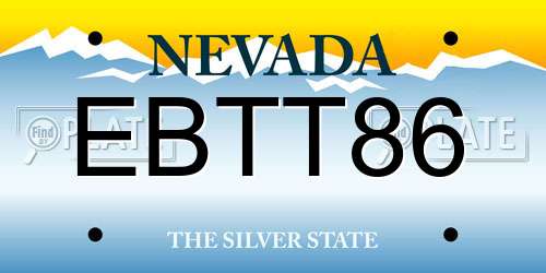EBTT86 Nevada License Plate