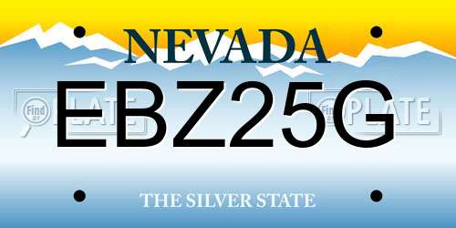 EBZ25G Nevada License Plate