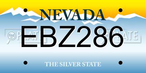 EBZ286 Nevada License Plate