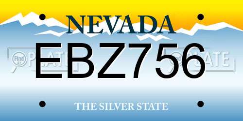 EBZ756 Nevada License Plate