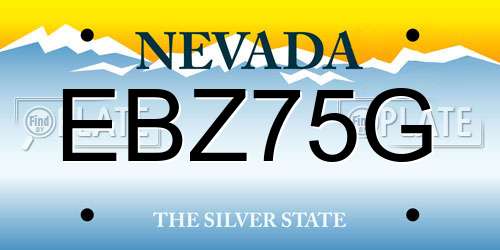 EBZ75G Nevada License Plate