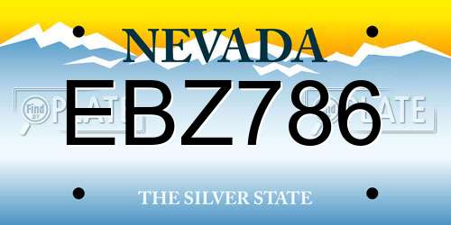 EBZ786 Nevada License Plate