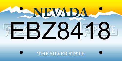 EBZ8418 Nevada License Plate