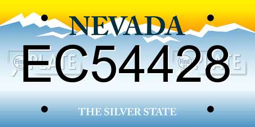 EC54428 Nevada License Plate