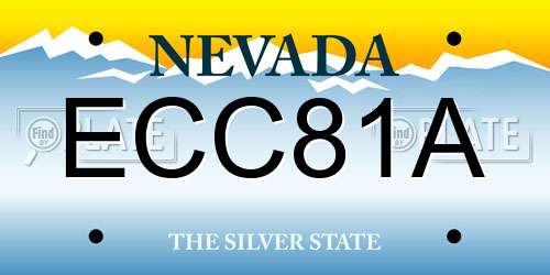 ECC81A Nevada License Plate