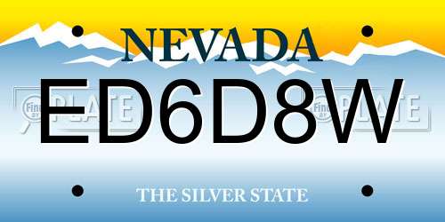 ED6D8W Nevada License Plate