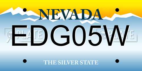 EDG05W Nevada License Plate