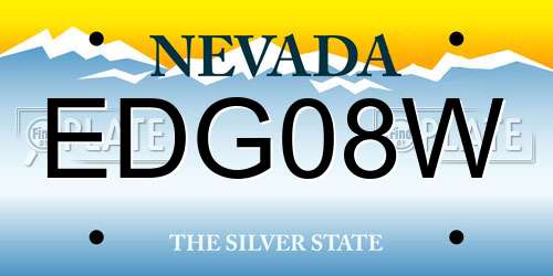 EDG08W Nevada License Plate