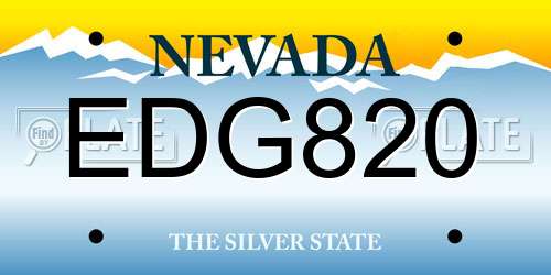 EDG820 Nevada License Plate