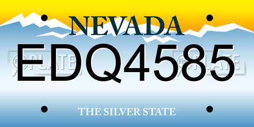 EDQ4585 Nevada License Plate
