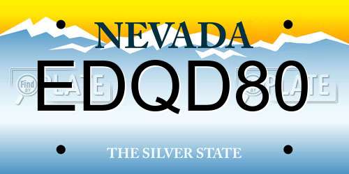 EDQD80 Nevada License Plate