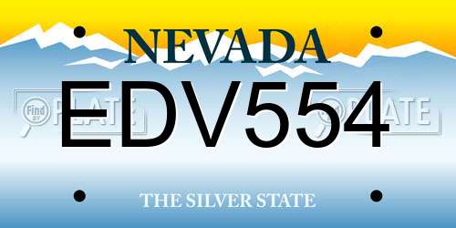 EDV554 Nevada License Plate