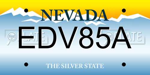 EDV85A Nevada License Plate