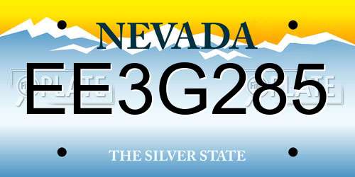 EE3G285 Nevada License Plate