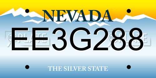 EE3G288 Nevada License Plate