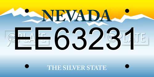 EE63231 Nevada License Plate