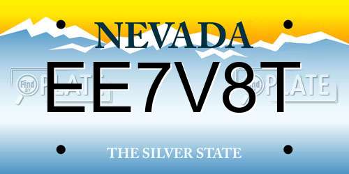 EE7V8T Nevada License Plate