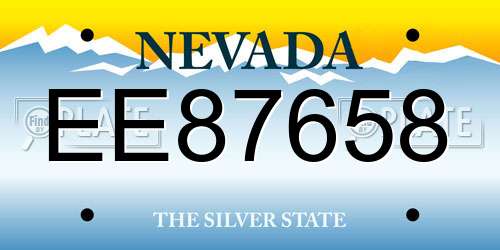 EE87658 Nevada License Plate