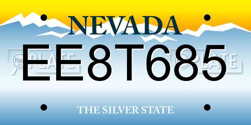 EE8T685 Nevada License Plate