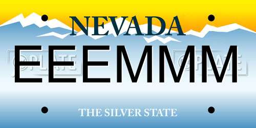 EEEMMM Nevada License Plate