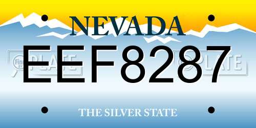 EEF8287 Nevada License Plate