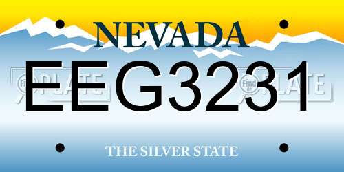 EEG3231 Nevada License Plate