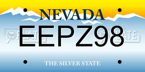 EEPZ98 Nevada License Plate