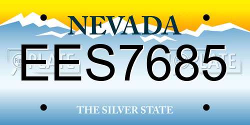 EES7685 Nevada License Plate