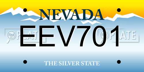 EEV701 Nevada License Plate