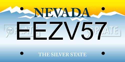 EEZV57 Nevada License Plate