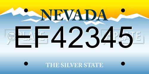 EF42345 Nevada License Plate