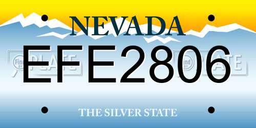 EFE2806 Nevada License Plate