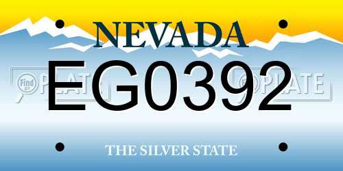 EG0392 Nevada License Plate