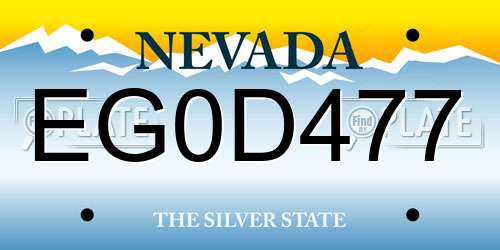 EG0D477 Nevada License Plate