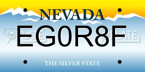 EG0R8F Nevada License Plate