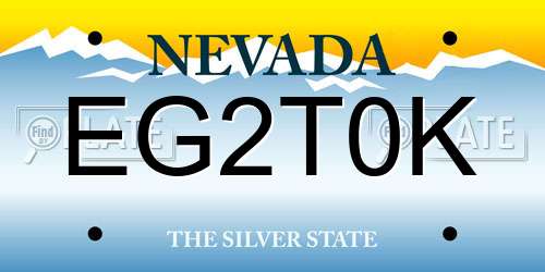 EG2T0K Nevada License Plate