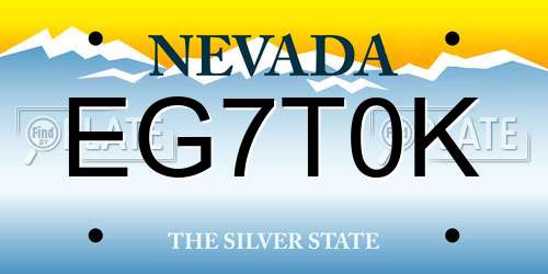 EG7T0K Nevada License Plate