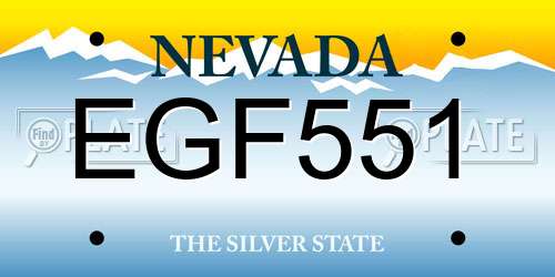 EGF551 Nevada License Plate