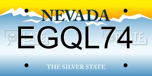 EGQL74 Nevada License Plate