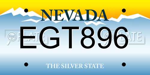 EGT896 Nevada License Plate
